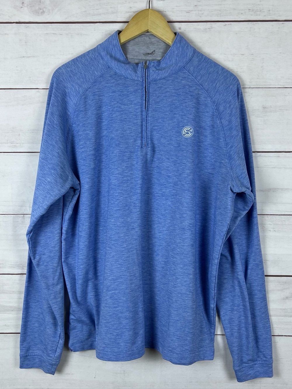 Peter Millar 1/4 Zip Pullover Mens L Blue Performance Sweetens Cove Golf Club
